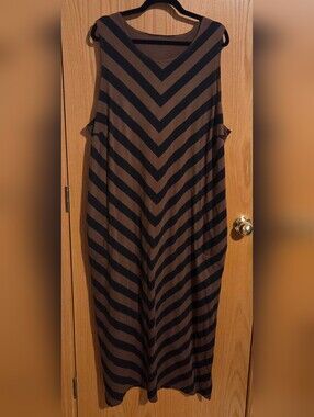 Lands' End Brown and Black Maxi Dress (2X)
